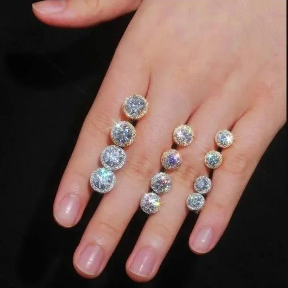 Certified 4ct. t.w. Moissanite Diamond Round Halo Stud Earrings NEW - Picture 8 of 13